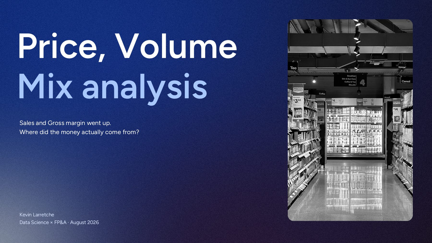 The study's cover: Price, Volume and Mix, where did the money actually come from?